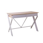 Metal Desk with Drawer – White with Oak Top Metal Desk with Drawer – White with Oak Top