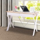 Metal Desk with Drawer – White with Oak Top Metal Desk with Drawer – White with Oak Top