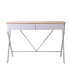 Metal Desk with Drawer – White with Oak Top Metal Desk with Drawer – White with Oak Top