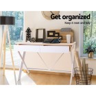 Metal Desk with Drawer – White with Oak Top Metal Desk with Drawer – White with Oak Top
