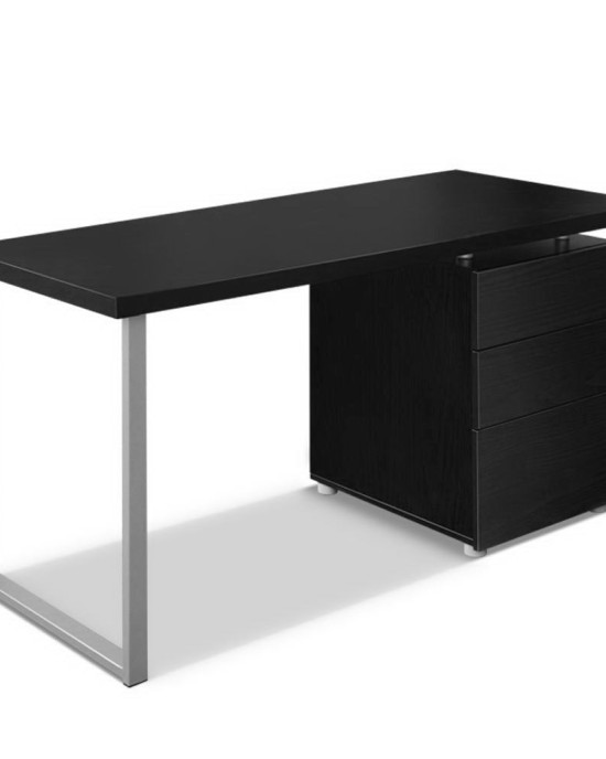 Metal Desk with 3 Drawers – Black