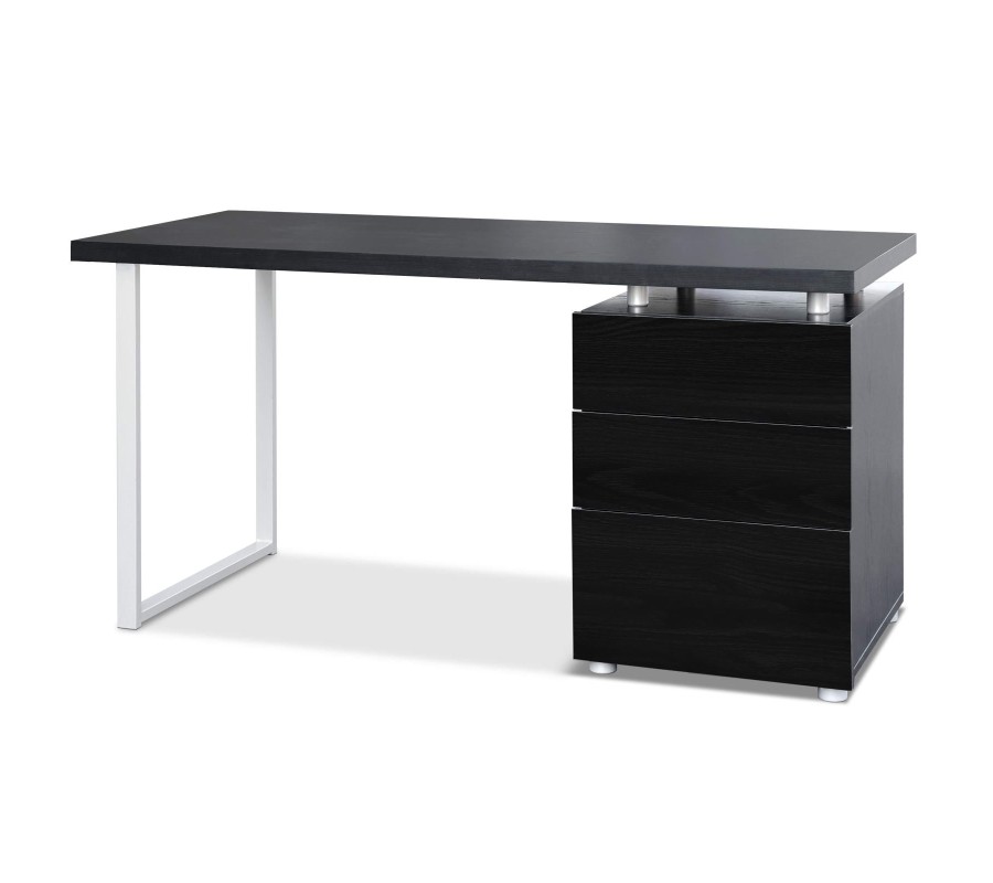Metal Desk with 3 Drawers – Black Metal Desk with 3 Drawers – Black