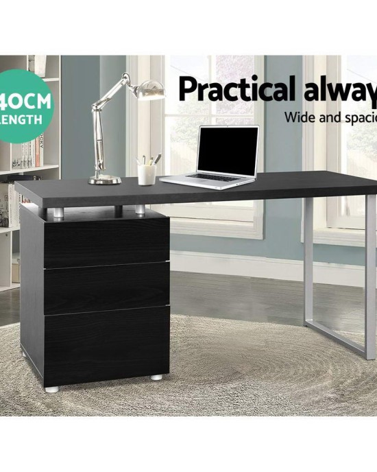 Metal Desk with 3 Drawers – Black