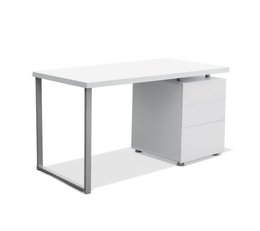 Metal Desk with 3 Drawers – White Metal Desk with 3 Drawers – White