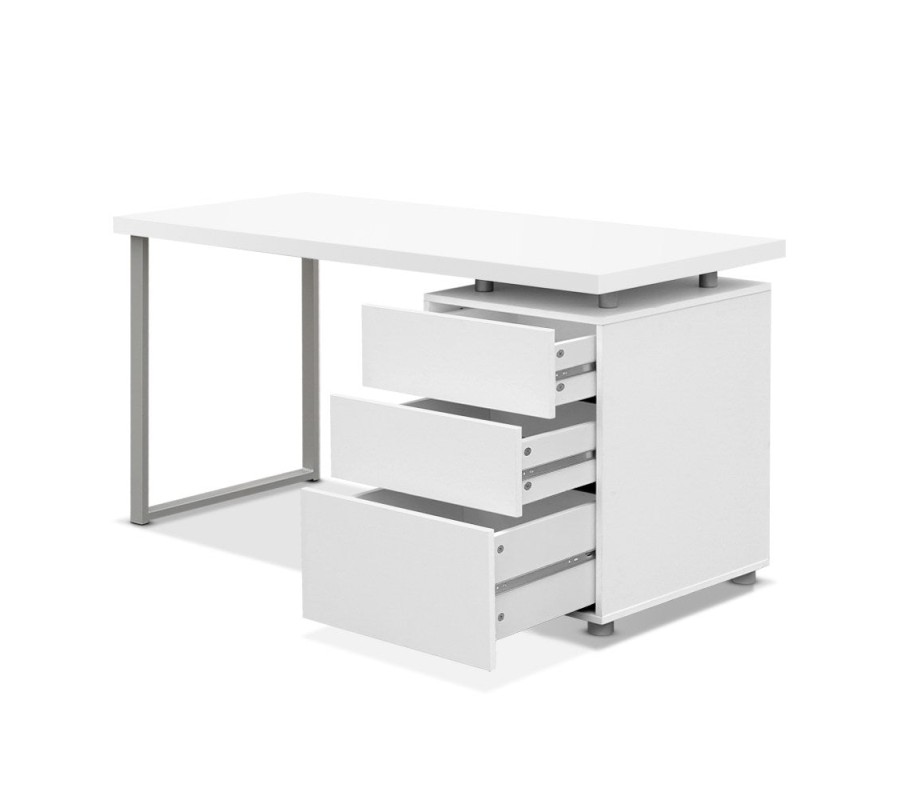 Metal Desk with 3 Drawers – White Metal Desk with 3 Drawers – White