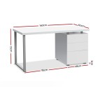 Metal Desk with 3 Drawers – White Metal Desk with 3 Drawers – White