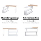 Rotary Corner Desk with Bookshelf – Brown & White Rotary Corner Desk with Bookshelf – Brown & White
