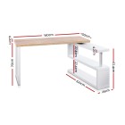 Rotary Corner Desk with Bookshelf – Brown & White Rotary Corner Desk with Bookshelf – Brown & White
