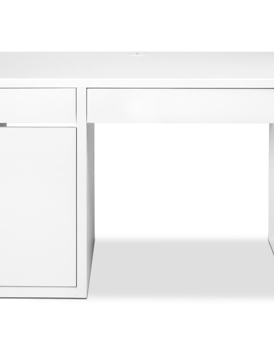 Metal Desk With Storage Cabinets – White