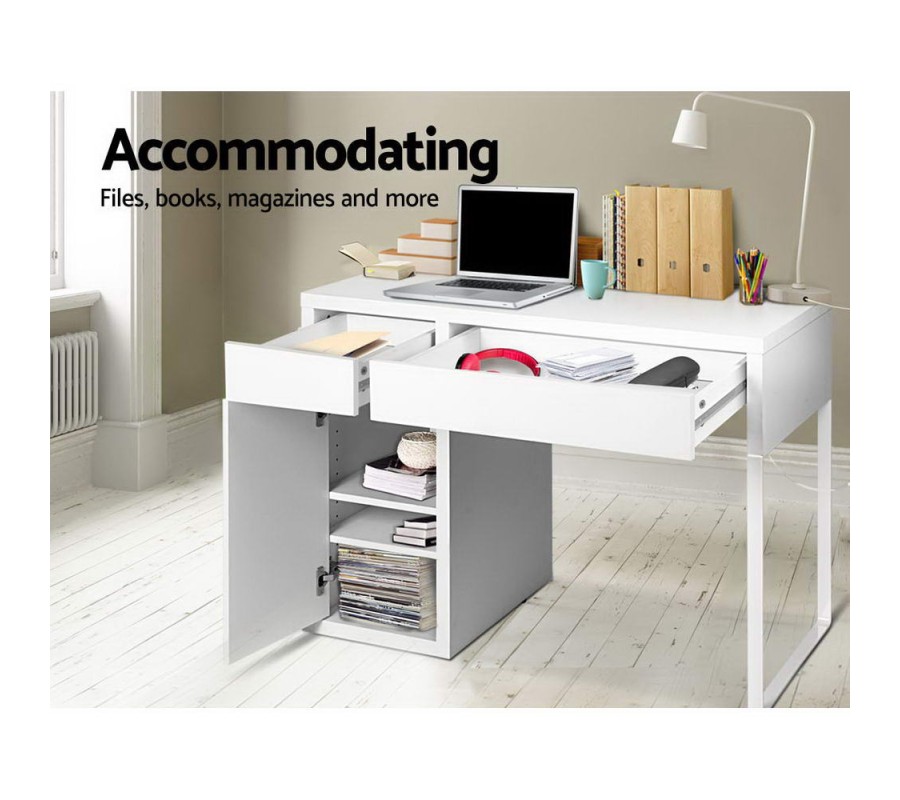 Metal Desk With Storage Cabinets – White Metal Desk With Storage Cabinets – White