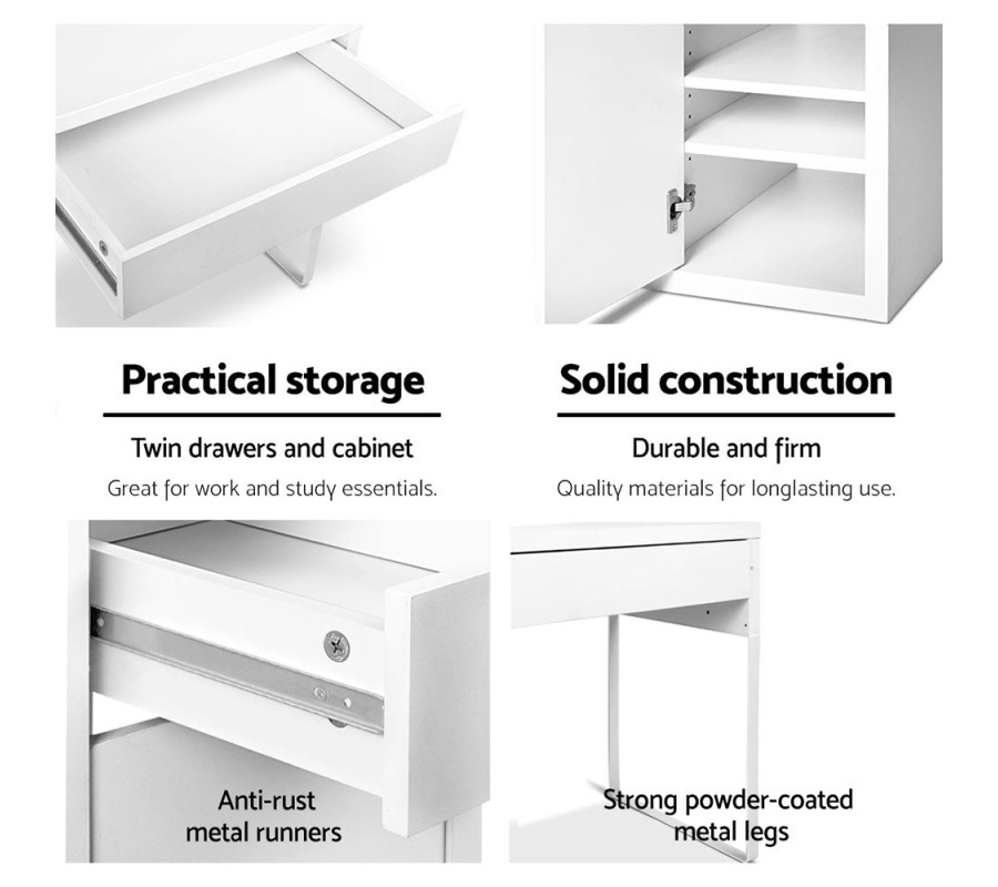 Metal Desk With Storage Cabinets – White Metal Desk With Storage Cabinets – White