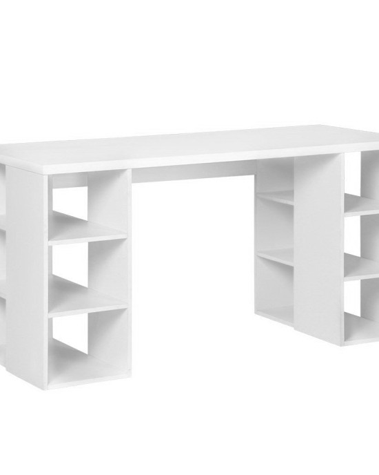 3 Level Desk with Storage & Bookshelf – White