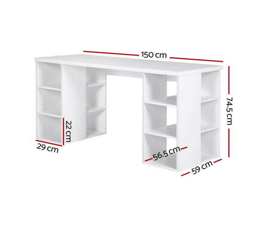3 Level Desk with Storage & Bookshelf – White 3 Level Desk with Storage & Bookshelf – White
