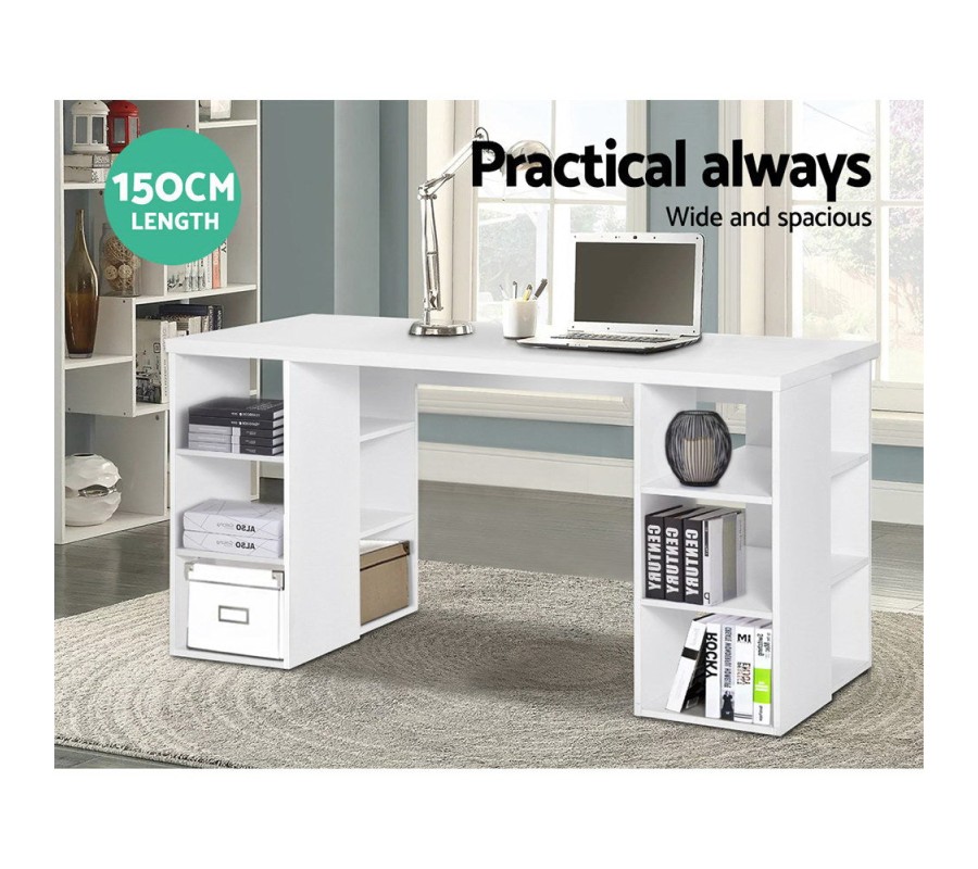 3 Level Desk with Storage & Bookshelf – White 3 Level Desk with Storage & Bookshelf – White