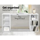 3 Level Desk with Storage & Bookshelf – White 3 Level Desk with Storage & Bookshelf – White