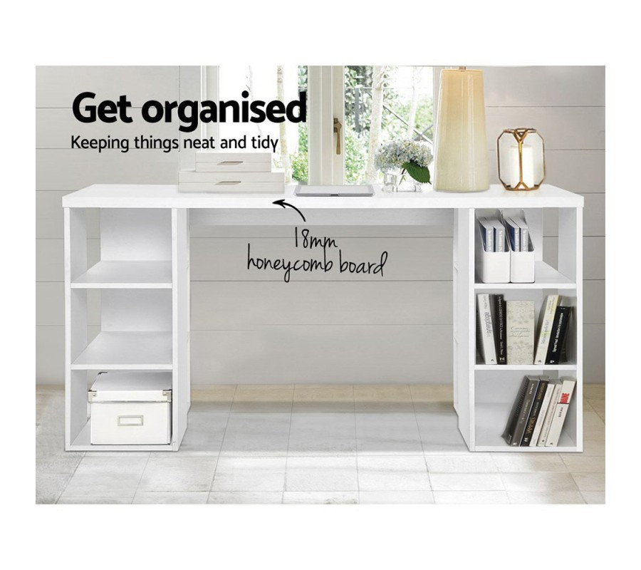 3 Level Desk with Storage & Bookshelf – White 3 Level Desk with Storage & Bookshelf – White