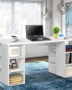 3 Level Desk with Storage & Bookshelf – White