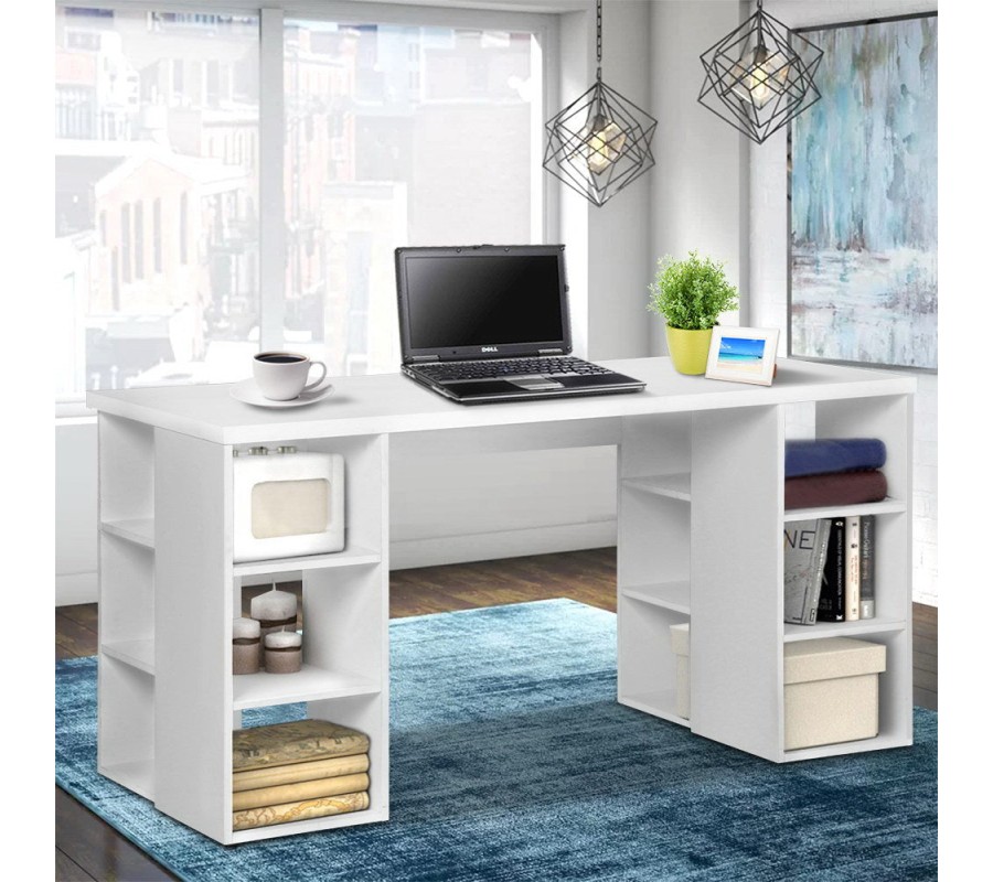 3 Level Desk with Storage & Bookshelf – White 3 Level Desk with Storage & Bookshelf – White