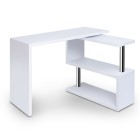 Rotary Corner Desk with Bookshelf – White Rotary Corner Desk with Bookshelf – White