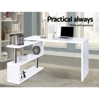 Rotary Corner Desk with Bookshelf – White Rotary Corner Desk with Bookshelf – White