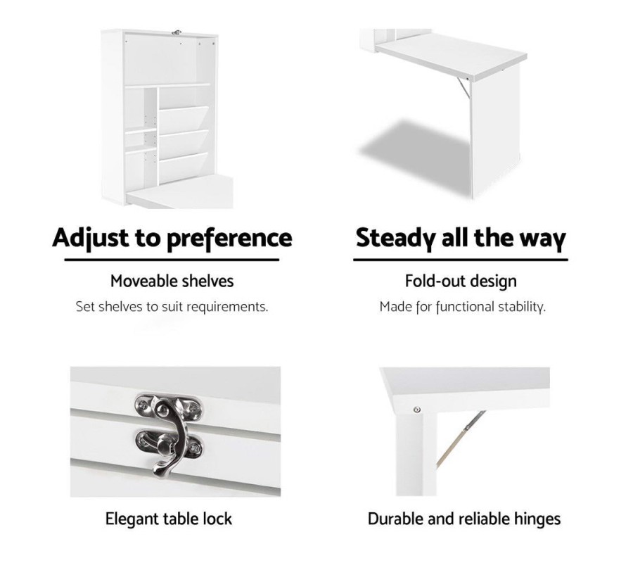 Foldable Desk with Bookshelf – White Foldable Desk with Bookshelf – White