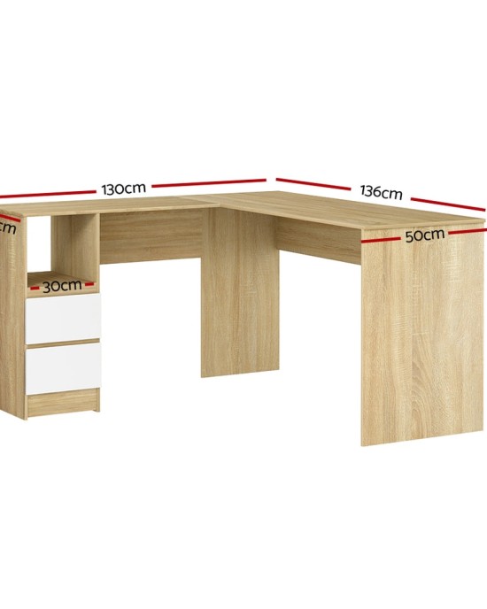 Corner Computer Desk Office Study Desks Table Drawers L-Shape Workstation