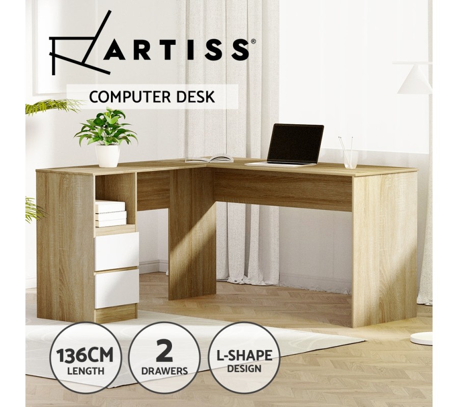 Corner Computer Desk Office Study Desks Table Drawers L-Shape Workstation Corner Computer Desk Office Study Desks Table Drawers L-Shape Workstation