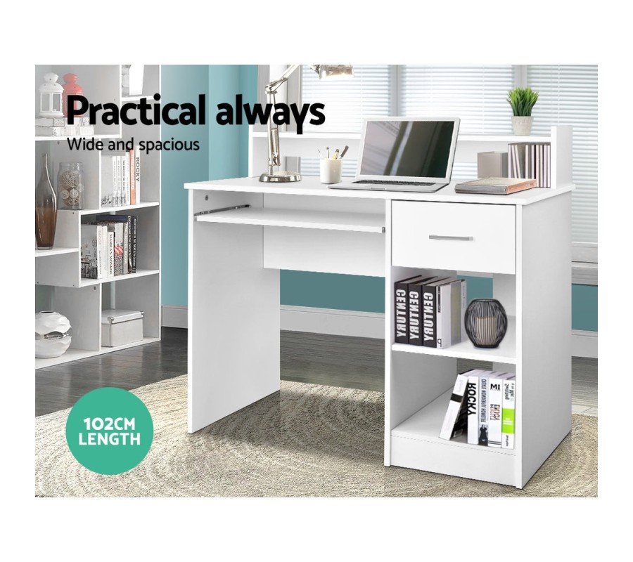 Office Computer Desk with Storage – White Office Computer Desk with Storage – White