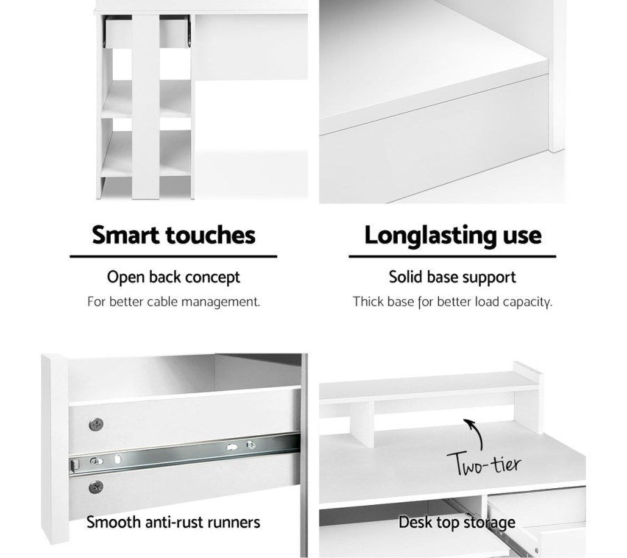 Office Computer Desk with Storage – White Office Computer Desk with Storage – White