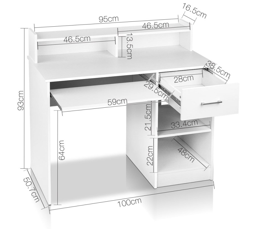 Office Computer Desk with Storage – White Office Computer Desk with Storage – White