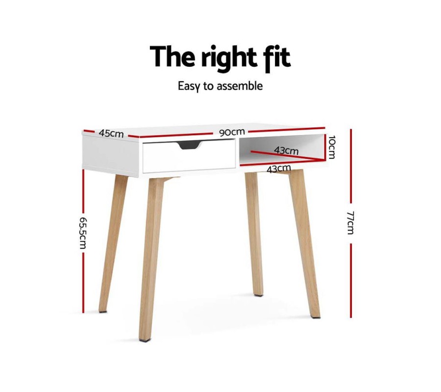 Wood Computer Desk with Drawers – White Wood Computer Desk with Drawers – White