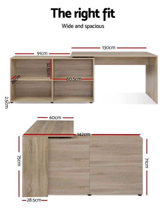 Office Computer Desk Corner Study Table Workstation Bookcase Storage