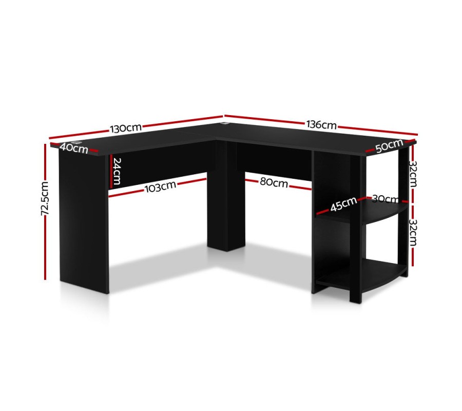 Office Computer Desk Corner Student Study Table Workstation L-Shape Black Office Computer Desk Corner Student Study Table Workstation L-Shape Black