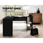 Office Computer Desk Corner Student Study Table Workstation L-Shape Black Office Computer Desk Corner Student Study Table Workstation L-Shape Black