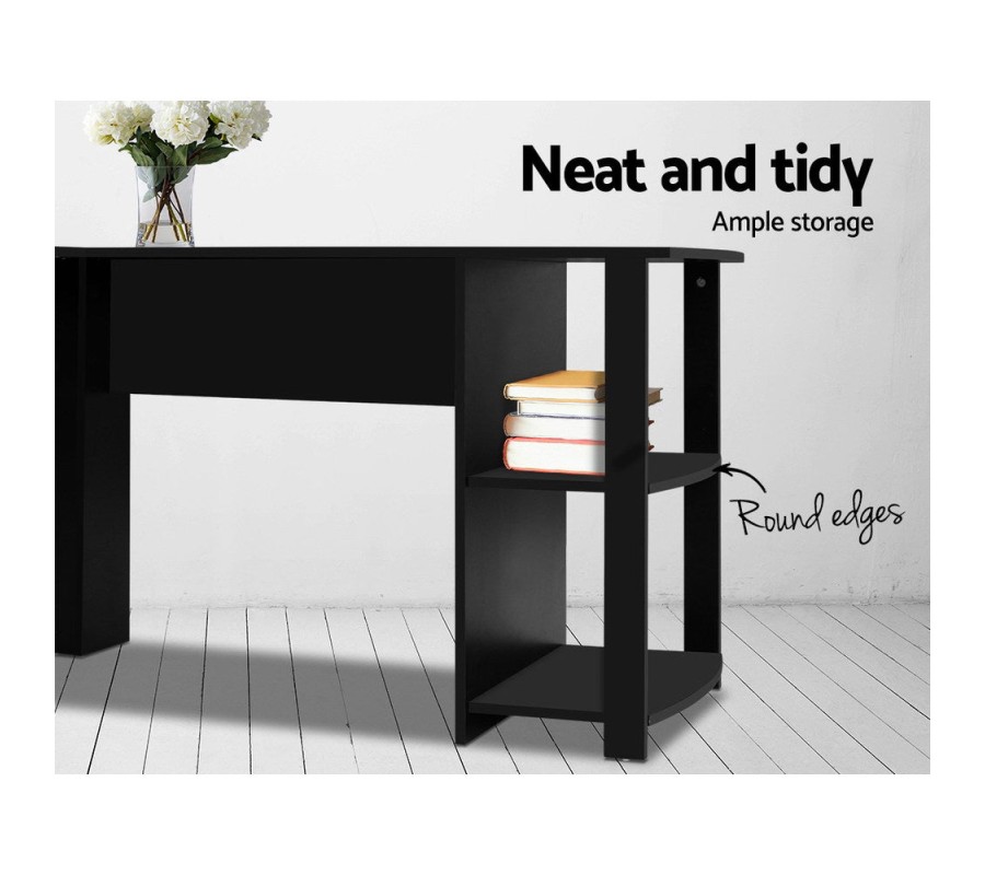 Office Computer Desk Corner Student Study Table Workstation L-Shape Black Office Computer Desk Corner Student Study Table Workstation L-Shape Black