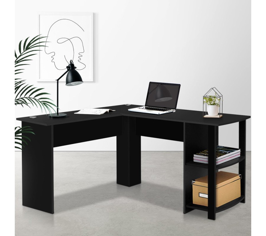 Office Computer Desk Corner Student Study Table Workstation L-Shape Black Office Computer Desk Corner Student Study Table Workstation L-Shape Black