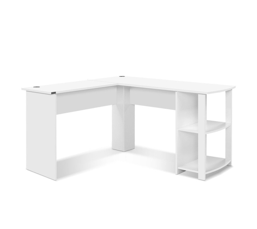 Office Computer Desk Corner Student Study Table Workstation L-Shape Shelf White Office Computer Desk Corner Student Study Table Workstation L-Shape Shelf White
