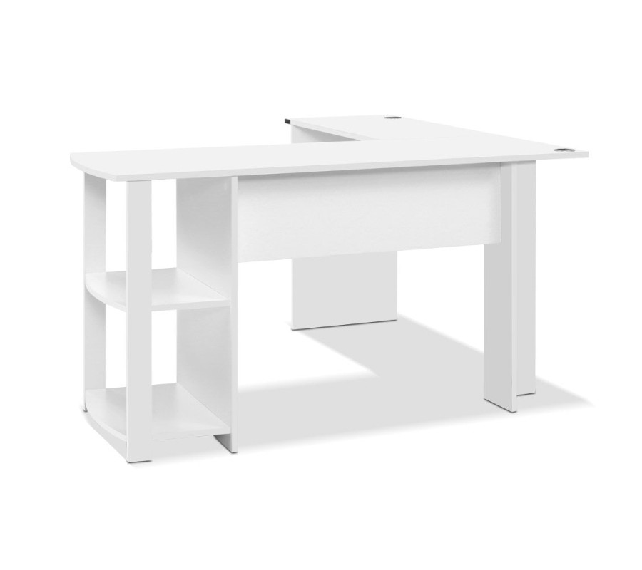 Office Computer Desk Corner Student Study Table Workstation L-Shape Shelf White Office Computer Desk Corner Student Study Table Workstation L-Shape Shelf White