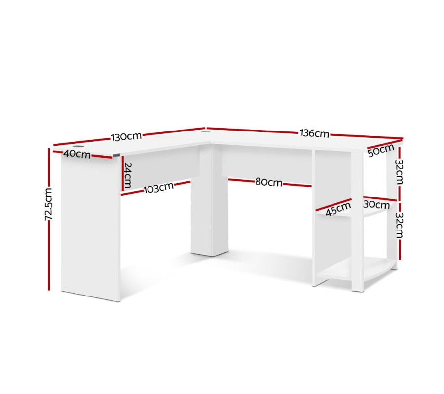 Office Computer Desk Corner Student Study Table Workstation L-Shape Shelf White Office Computer Desk Corner Student Study Table Workstation L-Shape Shelf White