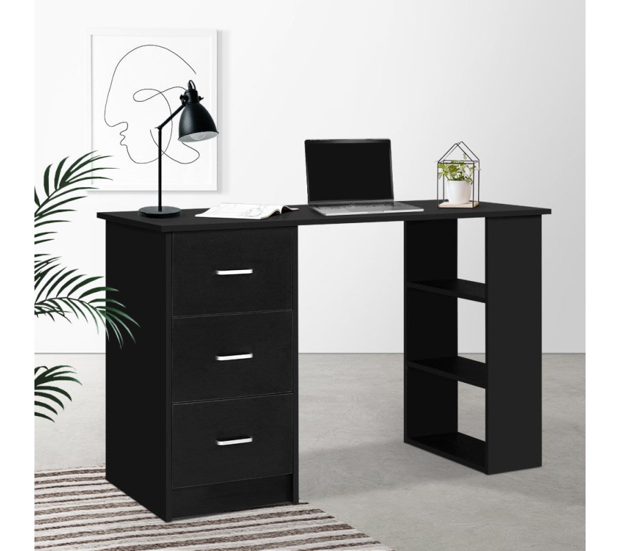 Office Computer Desk Student Study Table Workstation 3 Drawers 120cm Black Office Computer Desk Student Study Table Workstation 3 Drawers 120cm Black