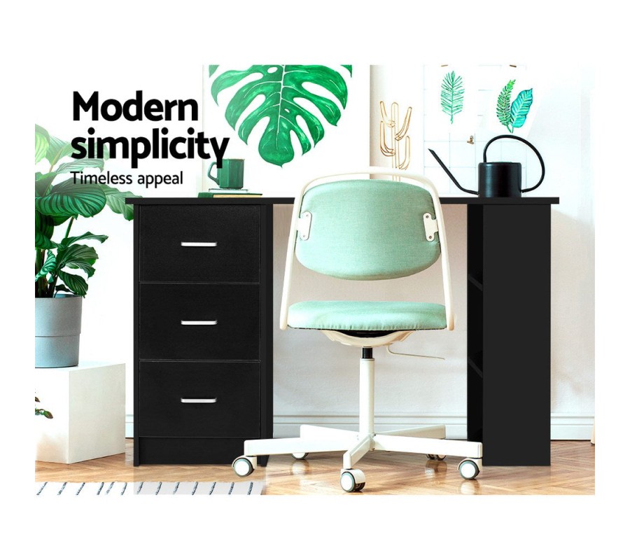 Office Computer Desk Student Study Table Workstation 3 Drawers 120cm Black Office Computer Desk Student Study Table Workstation 3 Drawers 120cm Black