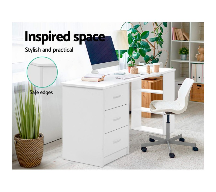 Office Computer Desk Student Study Table Workstation 3 Drawers Shelf 120cm Office Computer Desk Student Study Table Workstation 3 Drawers Shelf 120cm