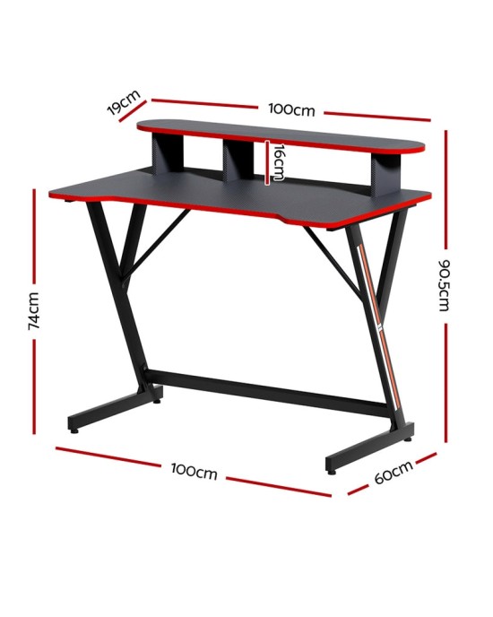 Gaming Desk Computer Desks Table 2-Tiers Storage Study Home Ofiice 100CM