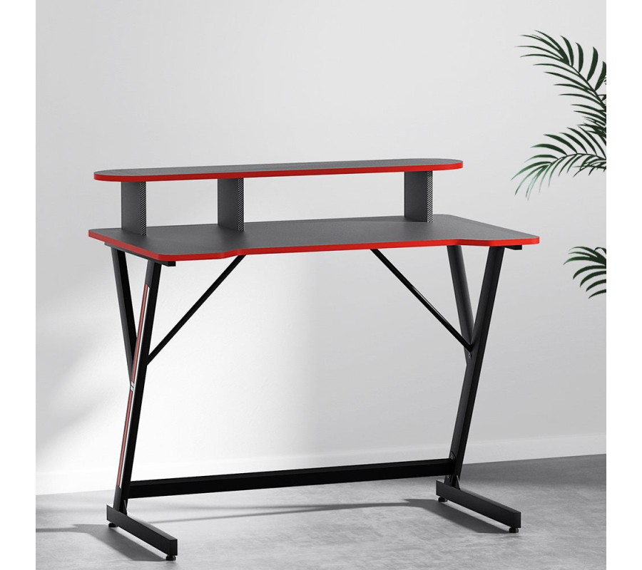 Gaming Desk Computer Desks Table 2-Tiers Storage Study Home Ofiice 100CM Gaming Desk Computer Desks Table 2-Tiers Storage Study Home Ofiice 100CM