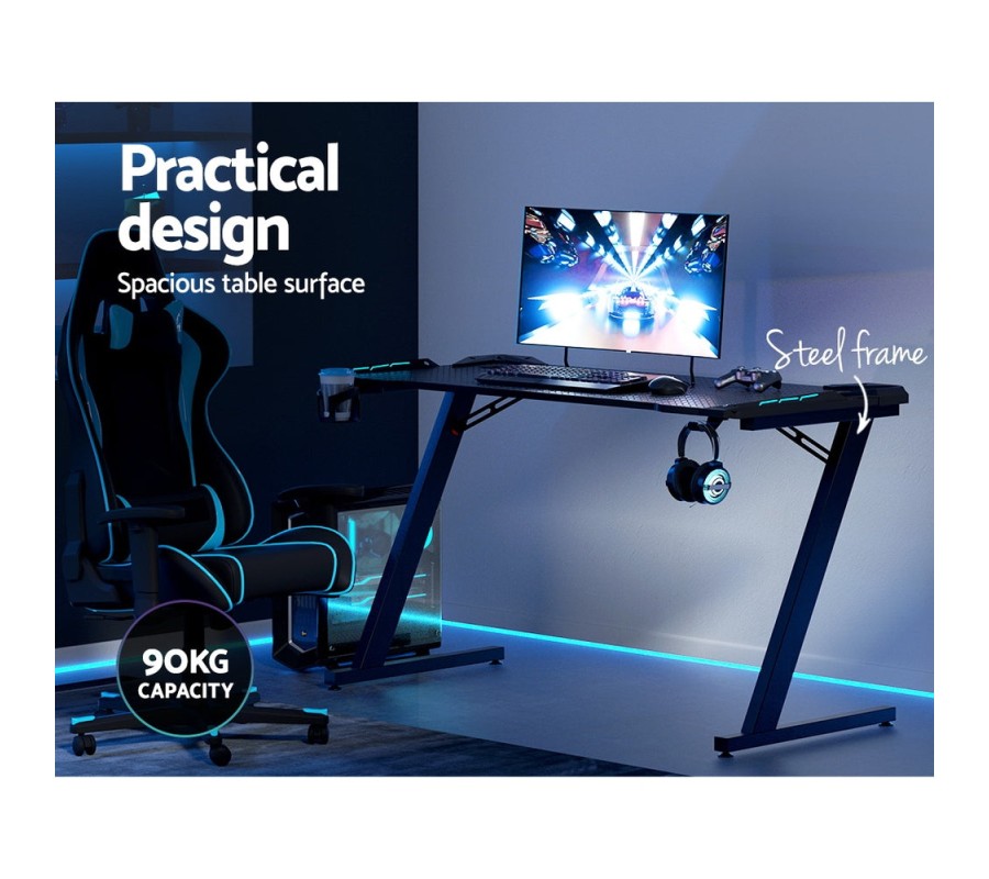 Gaming Desk Computer Desks Table Study Home Ofiice RGB LED Light 140CM Gaming Desk Computer Desks Table Study Home Ofiice RGB LED Light 140CM