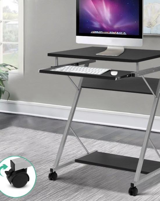 Metal Pull Out Table Desk – White