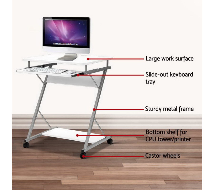 Metal Pull Out Table Desk – White Metal Pull Out Table Desk – White