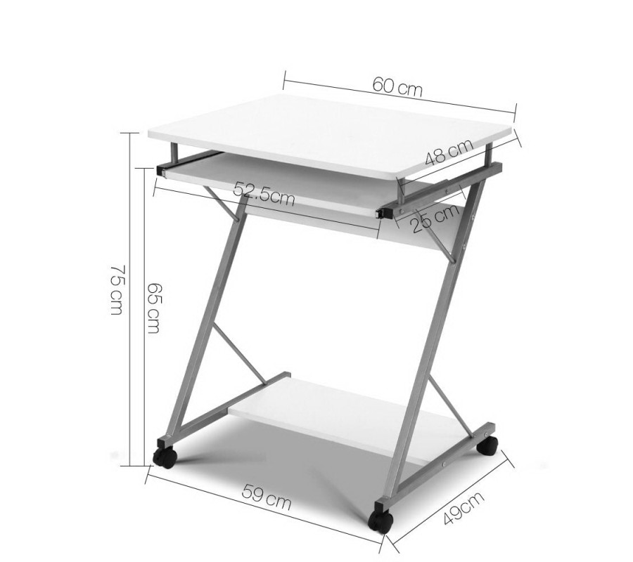 Metal Pull Out Table Desk – White Metal Pull Out Table Desk – White