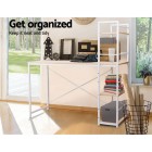 Metal Desk with Shelves – White with Oak Top Metal Desk with Shelves – White with Oak Top