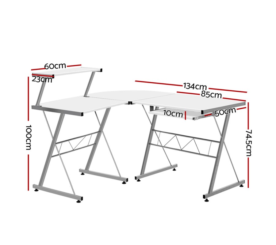 Corner Metal Pull Out Table Desk – White Corner Metal Pull Out Table Desk – White